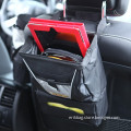 Black 600D waterproof oxford car litter bag with tissue pocket,car back seat organizer